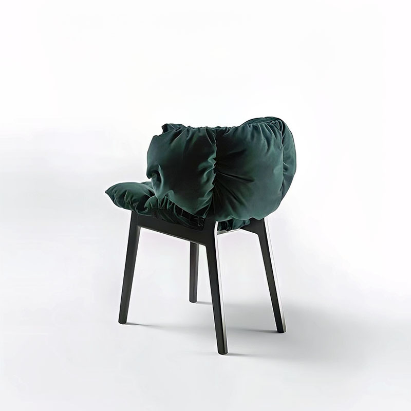 意大利轻奢实木餐椅客厅软包绒布靠背休闲椅网红卧室简约梳妆书椅