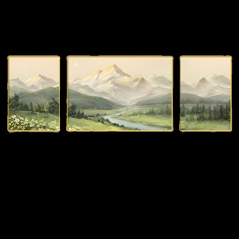 背有靠山2025新款客厅装饰画沙发背景墙挂画山水画高级感三联壁画