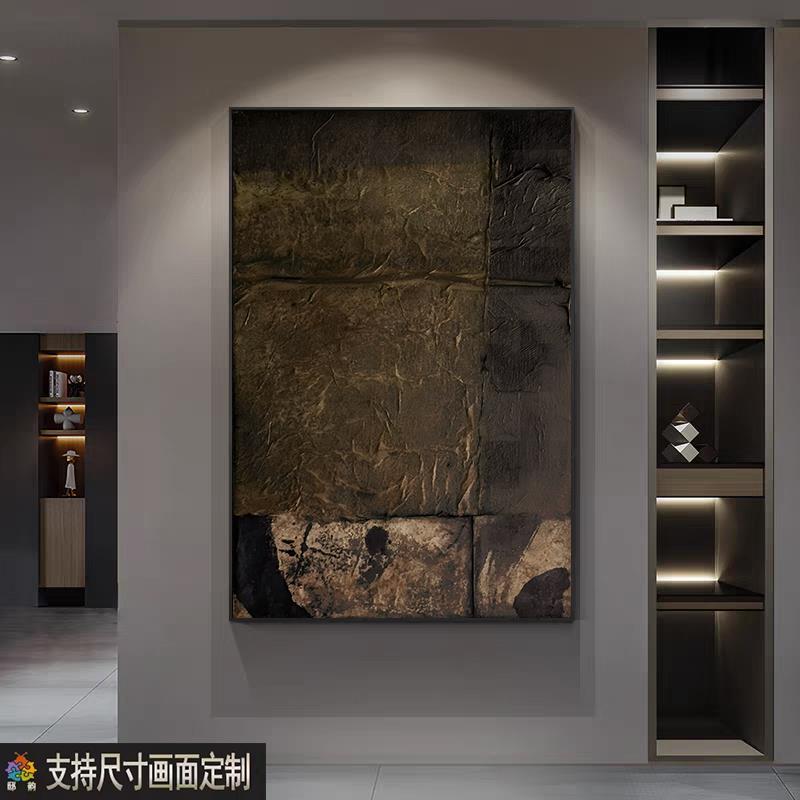 侘寂风客厅玄关挂画民宿酒店房间床头装饰画软装油画布无框画定制