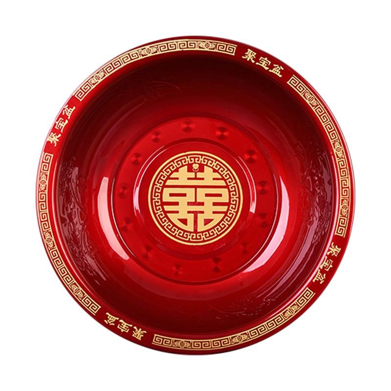 结婚脸盆红盆女方陪嫁新娘嫁妆洗漱用品红色脸盆婚庆结婚喜盆