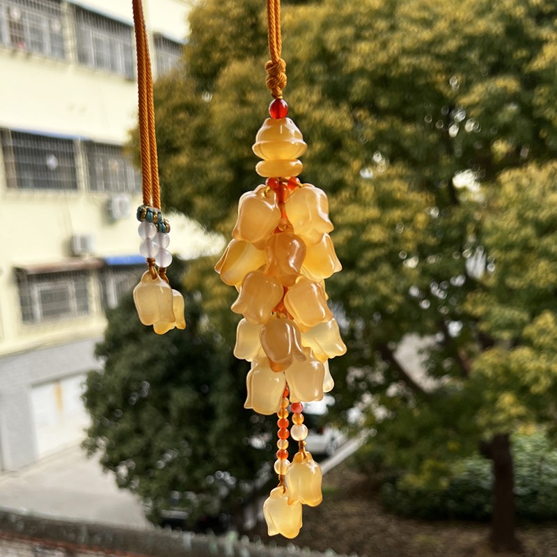 天然玉石玛瑙汽车挂件男女内吊饰玉石高档后视镜载保平安礼品