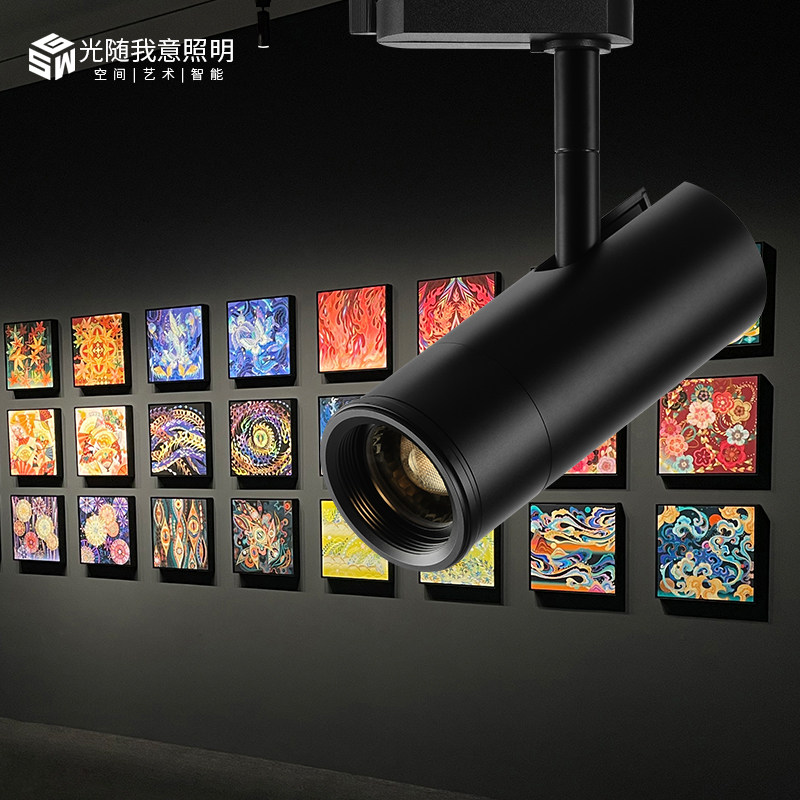 轨道射灯明装聚光专业博物馆美术馆展会滑轨灯变焦防眩调光展览灯