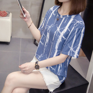 新款 大码 上衣2021夏装 胖妹妹遮肚子短袖 胖mm200斤宽松显瘦t恤 女装