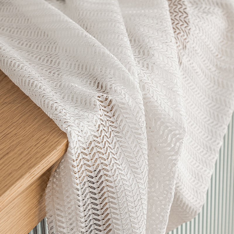 北欧风格鱼骨纱白纱窗帘纱帘客厅卧室飘窗阳台纱半遮光透光窗纱帘