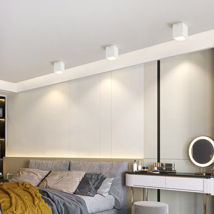 led方形明装筒灯极简单头免开孔吸顶灯天花灯家用客厅过道无主灯