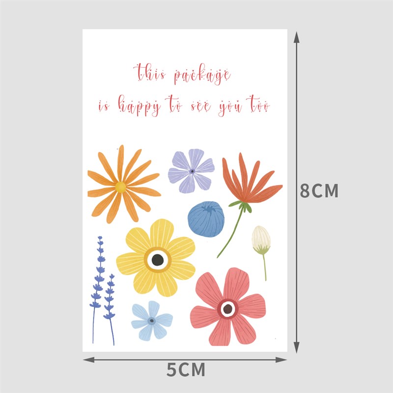 150张/卷彩色花卉密封标签礼品封口长方形贴纸飞机盒包装用品