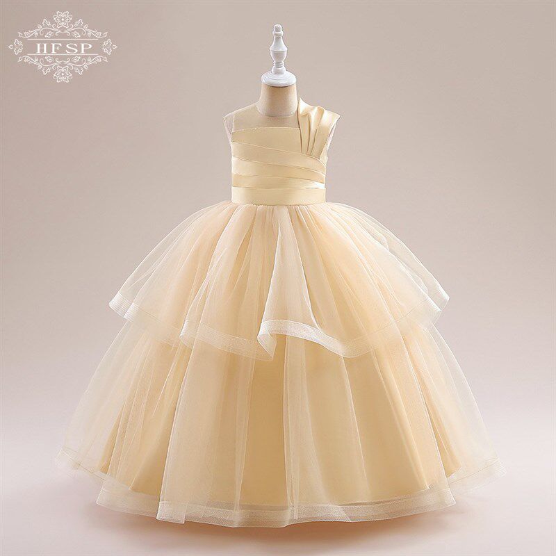 黑色礼服裙高级质感女童钢琴表演六一主持走秀乐器演奏舞蹈连衣裙