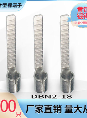 DBN2-18片形裸端头冷压接线端子 铜鼻子线耳插针插片黄铜片型接头