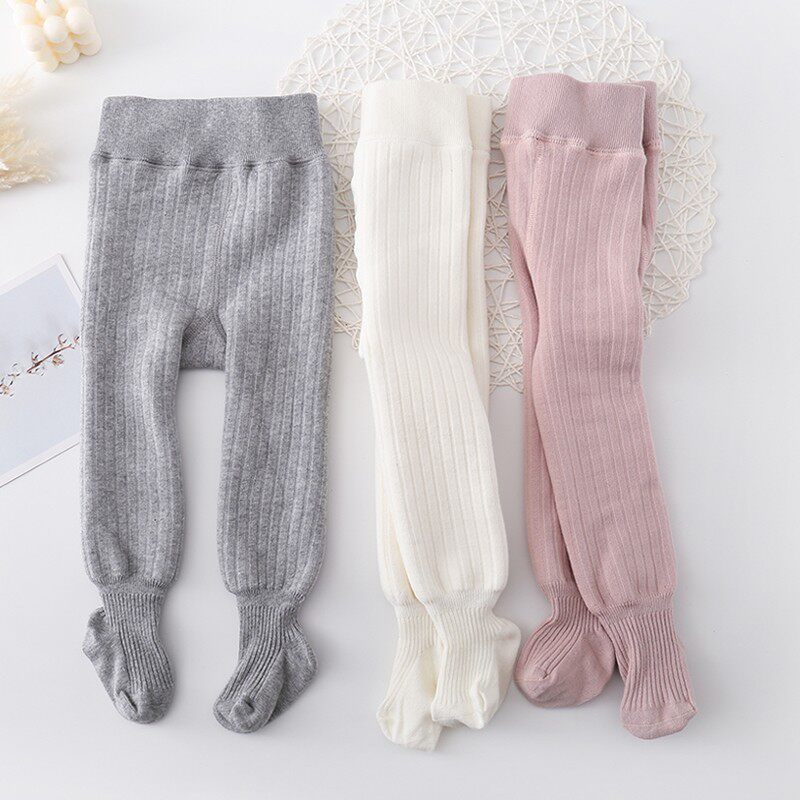 婴儿连裤袜秋冬款加厚纯棉大PP宝宝打底裤加绒外穿连脚女童连体袜