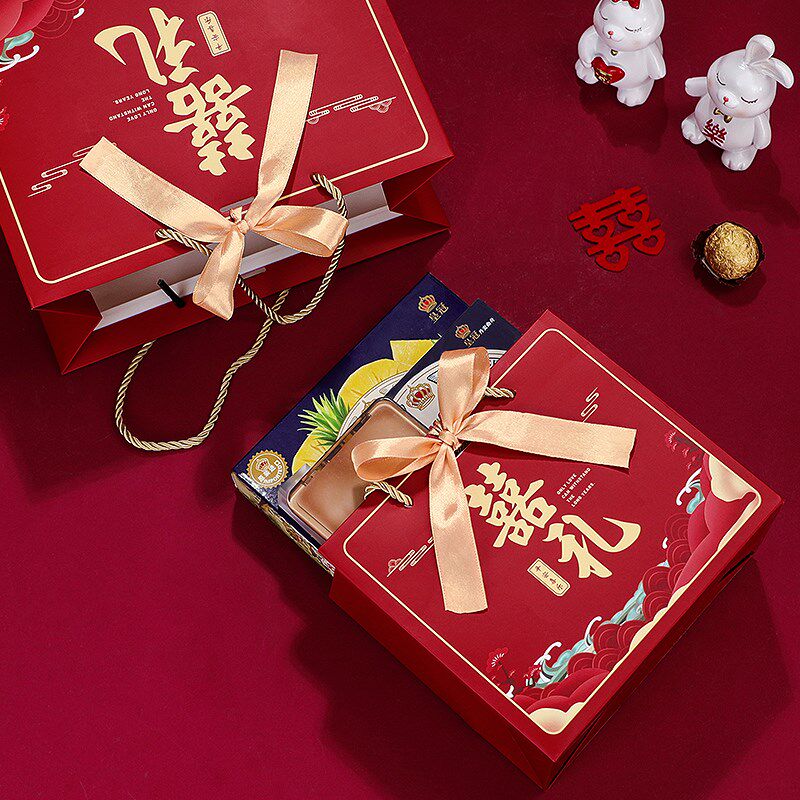 结婚专用喜糖袋子大号伴手礼回礼糖果礼品盒空盒订婚喜事手提礼袋