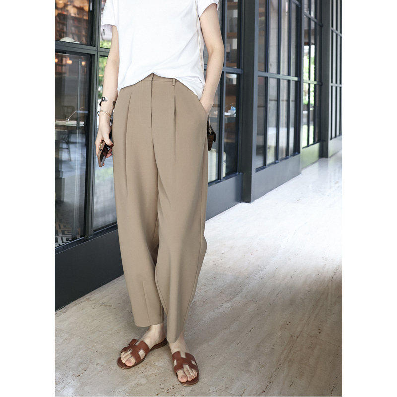 大码女装胖妹妹mm西装阔腿早秋梨形身材宽松显瘦高腰九分裤200斤