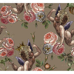 美式玫瑰复古壁纸自粘柜子家俱贴纸翻新桌面改造客厅整体橱柜贴画