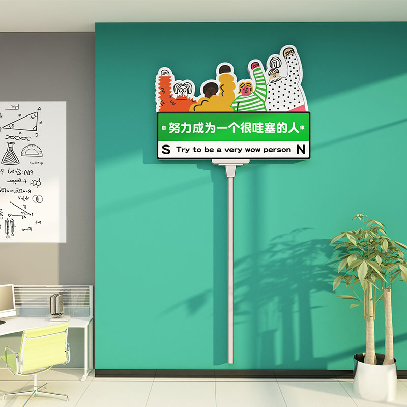办公室墙面装饰贴画氛围高级感企业文化公司励志标语背景布置618