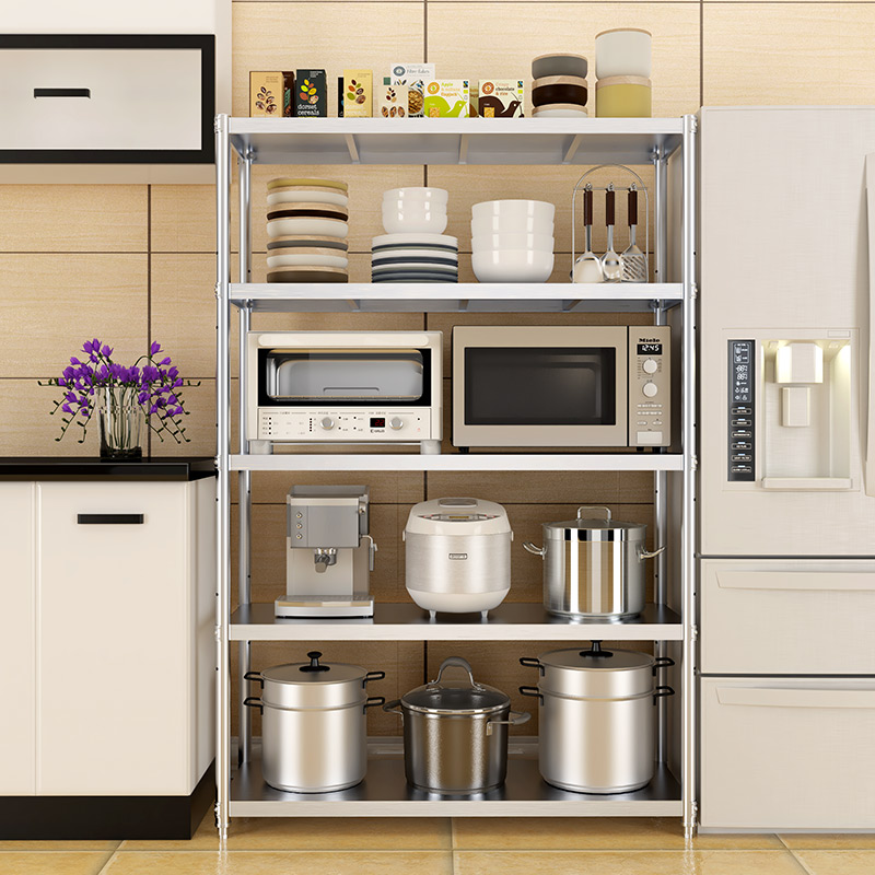 包邮不锈钢置物架4层家用厨房货架微波炉架阳台花架落地架子