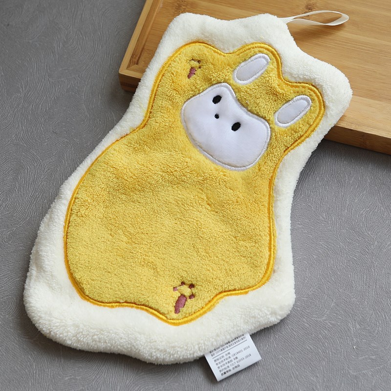 珊瑚绒擦手巾可爱卡通儿童擦手毛巾手帕厨房挂式擦手布吸水搽手巾