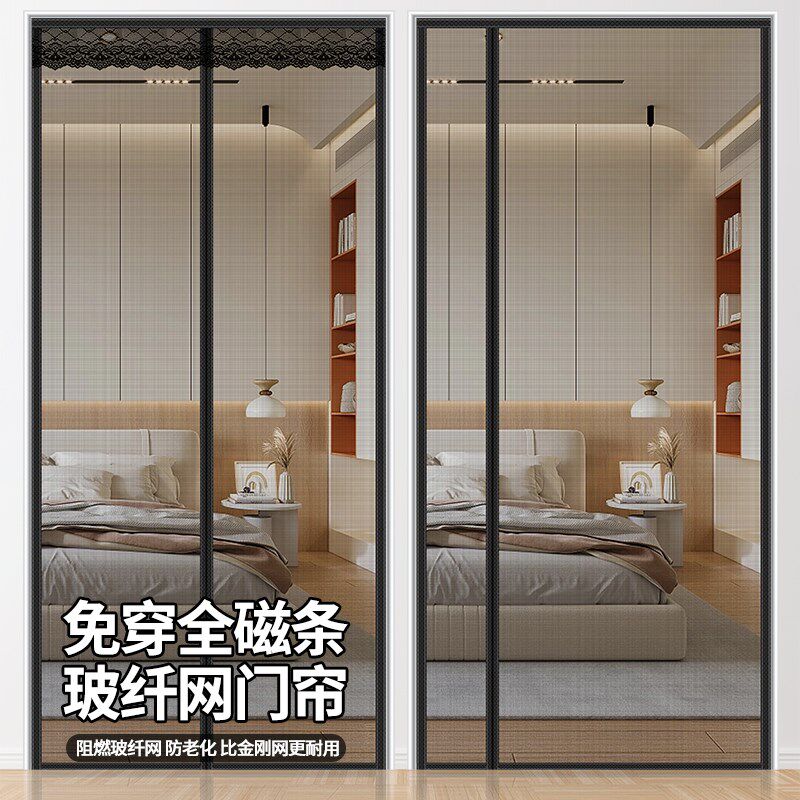 防蚊门帘磁性全磁条侧开家用磁铁纱门纱窗魔术贴自粘隔断自吸新款