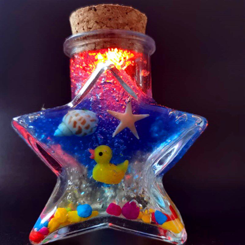 DIY带灯夜光彩虹海洋宝宝星星空玻璃木塞漂流许愿瓶全套材料礼物