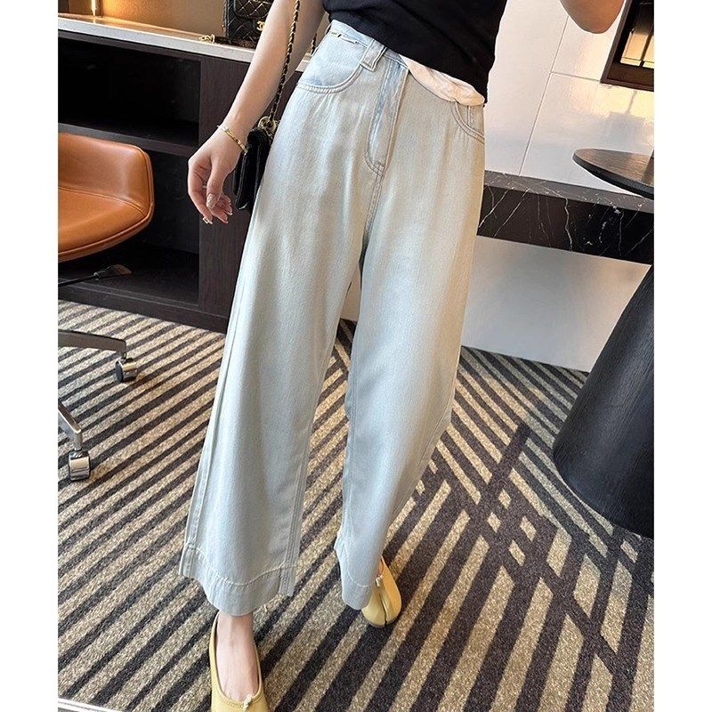 浅蓝阔腿牛仔裤女夏季薄款大码胖妹妹mm高腰宽松显瘦弹力九分裤子,女装/女士精品,大码裤装,淘宝优惠券,粉丝福利购,淘宝优惠卷