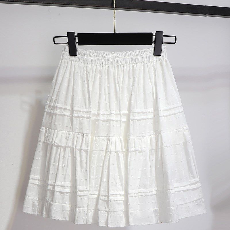 白色波点超短裙半身裙女2025新款夏季小个子a字高腰显瘦蛋糕裙