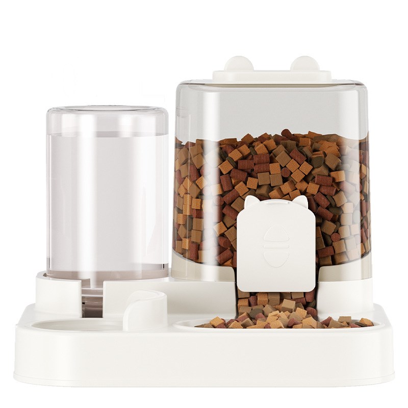 宠物喂食器透明储粮桶猫咪喂食碗大容量一体喝水狗食盆自动饮水