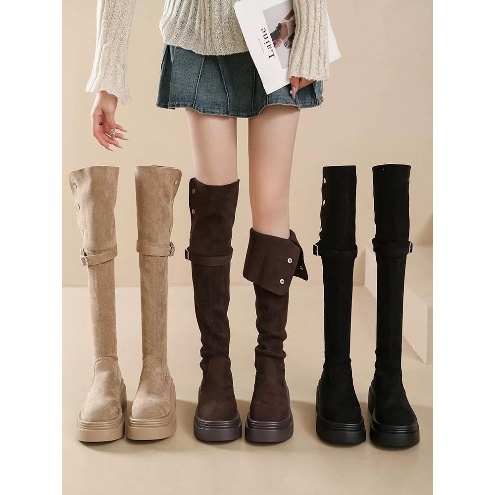 巨显瘦显高！2025新款秋冬季长靴女款显瘦高筒骑士靴厚底长筒靴女