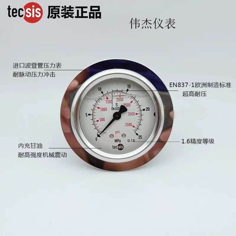 TECSIS震德海天伊之密注塑机压力表德国泰科思油压表25/40MPa - 实物图