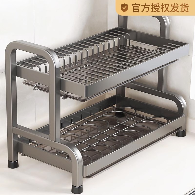 厨房置物架碗碟收纳架沥水架家用双层碗柜碗碟架多功能放碗盘架子