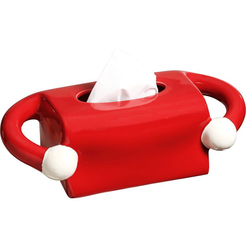 创意红色纸巾盒家用客厅茶几陶瓷抽纸盒纸抽盒遥控器收纳装饰摆件