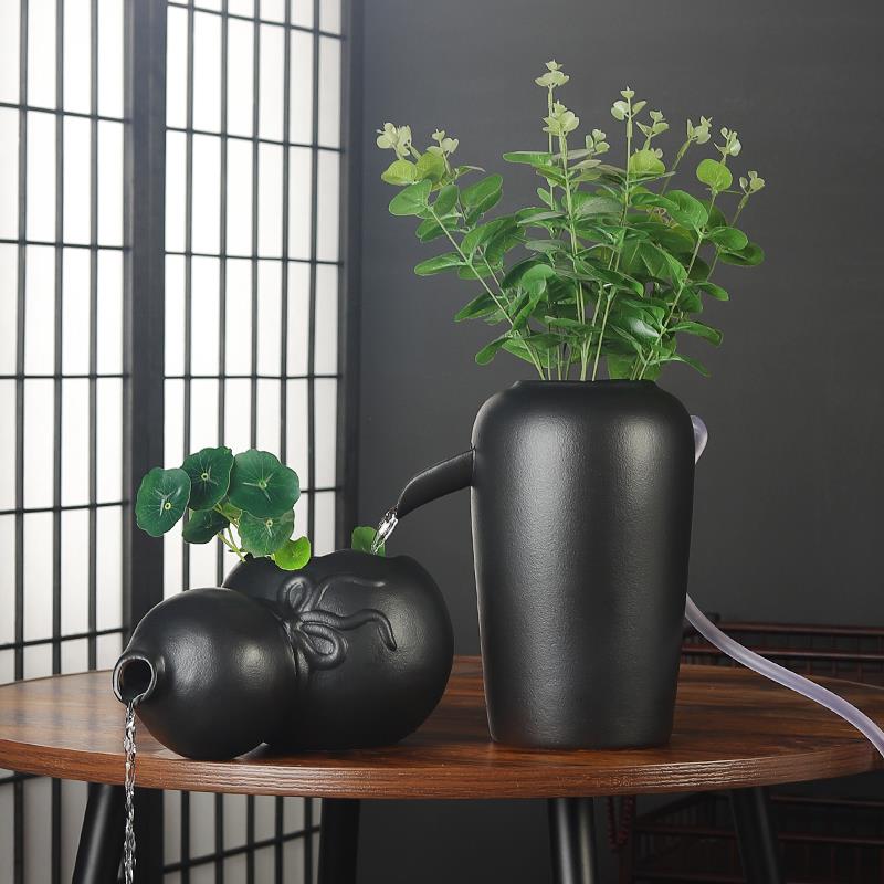 生态缸古养鱼开口陶瓷缸流水摆件循环过滤器配件庭院园林景观美化