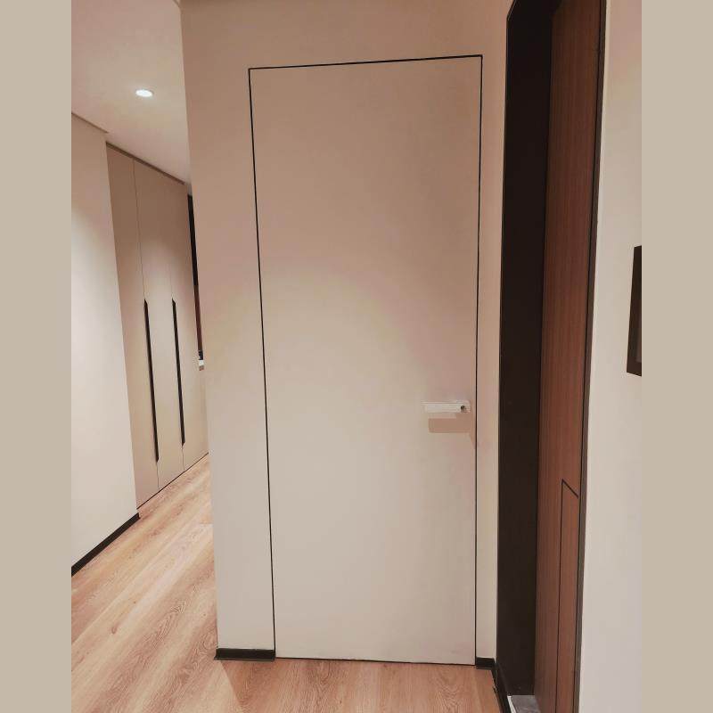 2024新款定制高档室内轻奢极简窄无边隐形框通顶艺术漆涂料铝木门