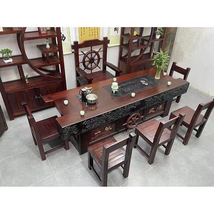 船木茶桌椅组合实木功夫茶几茶具套装家用一体茶室办公室泡茶台