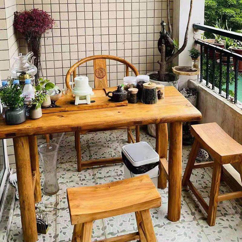 老榆木门板桌实木板桌阳台桌榆木实木茶桌书桌多功能实木大板桌椅