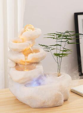 办公室客厅桌面假山循环水小型高山流水景观招财喷泉摆件开业礼物