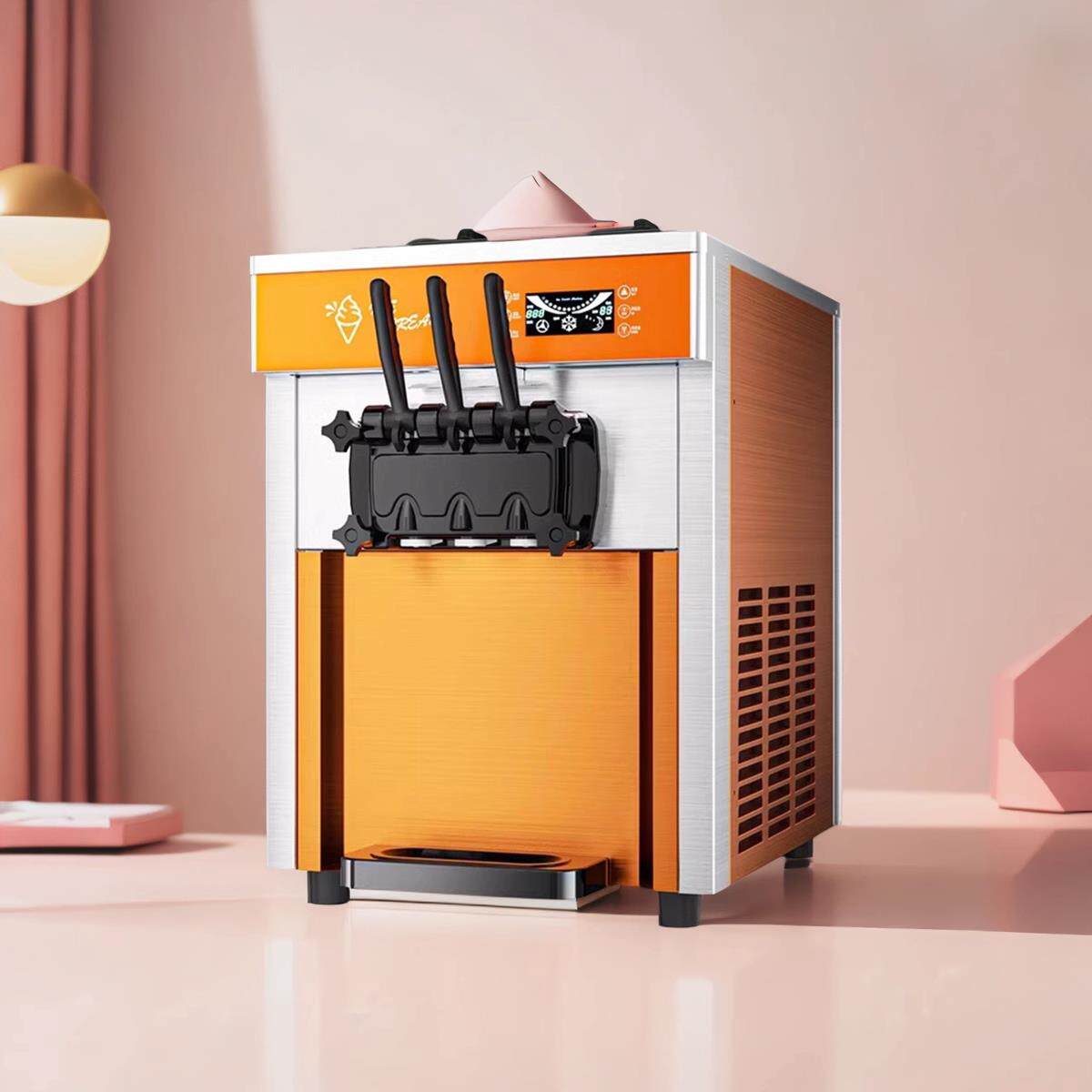 咖啡冰淇淋机商用冰淇淋机奶茶店摊位台式立式全自动软冰淇淋机