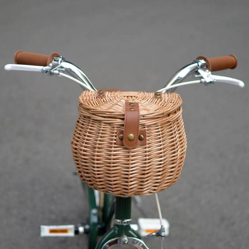 覆古半圆藤编柳编车篮儿童自行车滑板车学步车折叠车电动车筐篮子