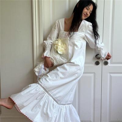 梅丽莎！法式少女60支纯棉睡裙春夏全棉家居服公主风女生睡裤睡衣