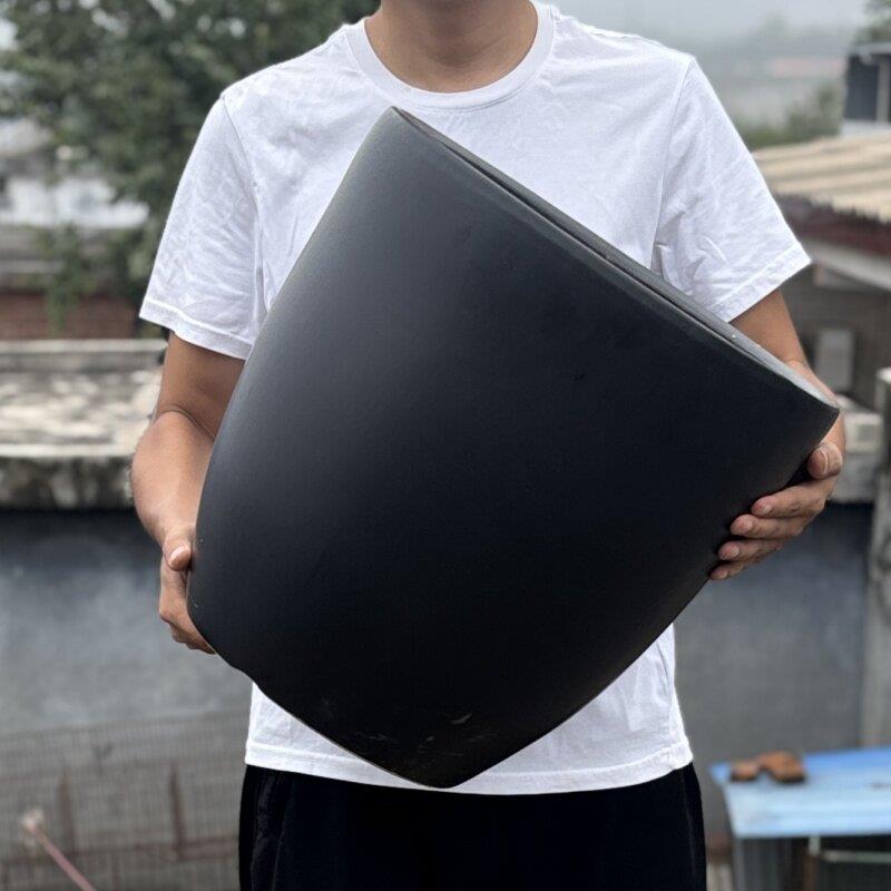 北欧黑色花盆陶瓷特大号客厅透气盆栽发财树40cm超大口径树盆清仓