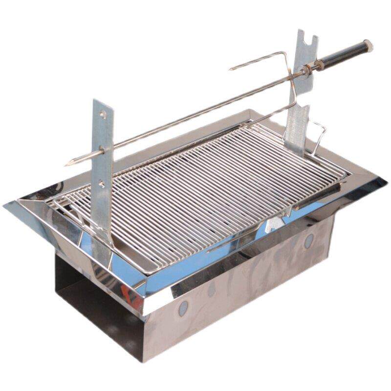 不锈钢烧烤炉商用炭烤镶嵌式加厚烧烤架家用木炭上排烟烤羊腿炉子
