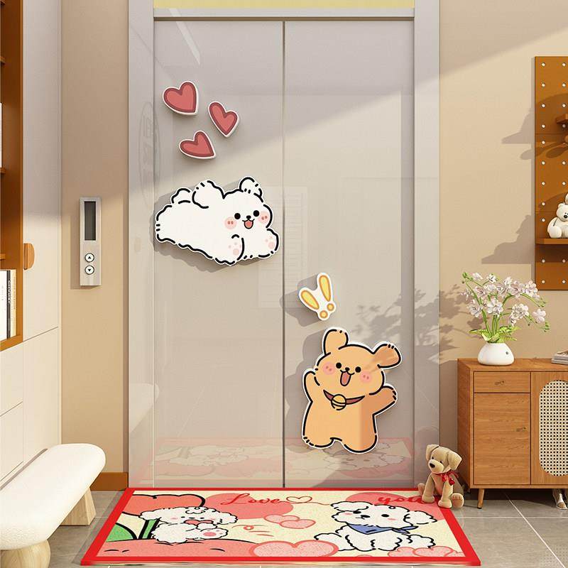 线条小狗一进电梯厅入户门口装饰玄关儿童房间布置高级感墙面贴纸,家居饰品,文化墙贴,淘宝优惠券,粉丝福利购,淘宝优惠卷