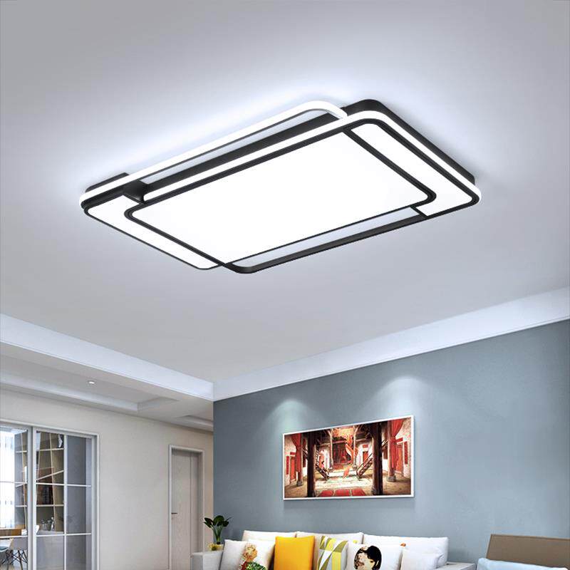 LED灯客厅灯卧室吸顶灯现代简约创意家装大气方形侧发光套餐灯具