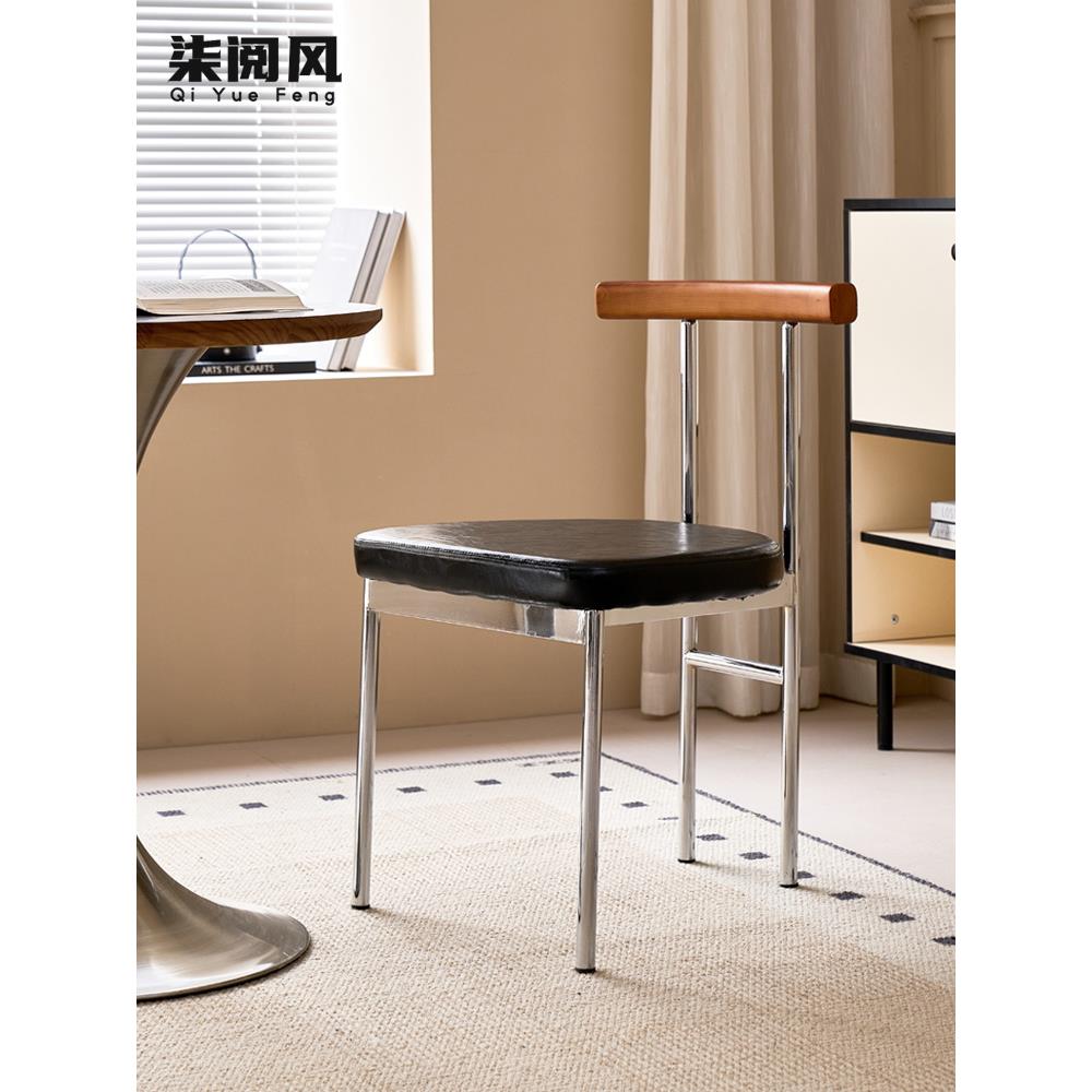 北欧设计师森林椅家中世纪实木靠垫餐椅咖啡厅铁覆古靠背椅