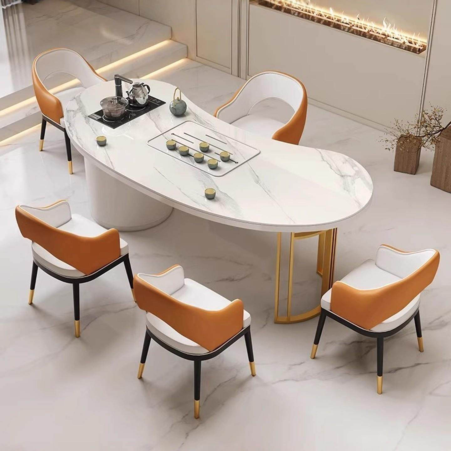 轻奢岩板茶台办公室茶桌椅组合一桌五椅阳台家用小型泡茶桌接待室,住宅家具,家用茶台/茶桌,淘宝优惠券,粉丝福利购,淘宝优惠卷