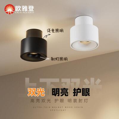 北欧简约明装射灯LED双光护眼筒射一体玄关过道高亮防眩光天花灯
