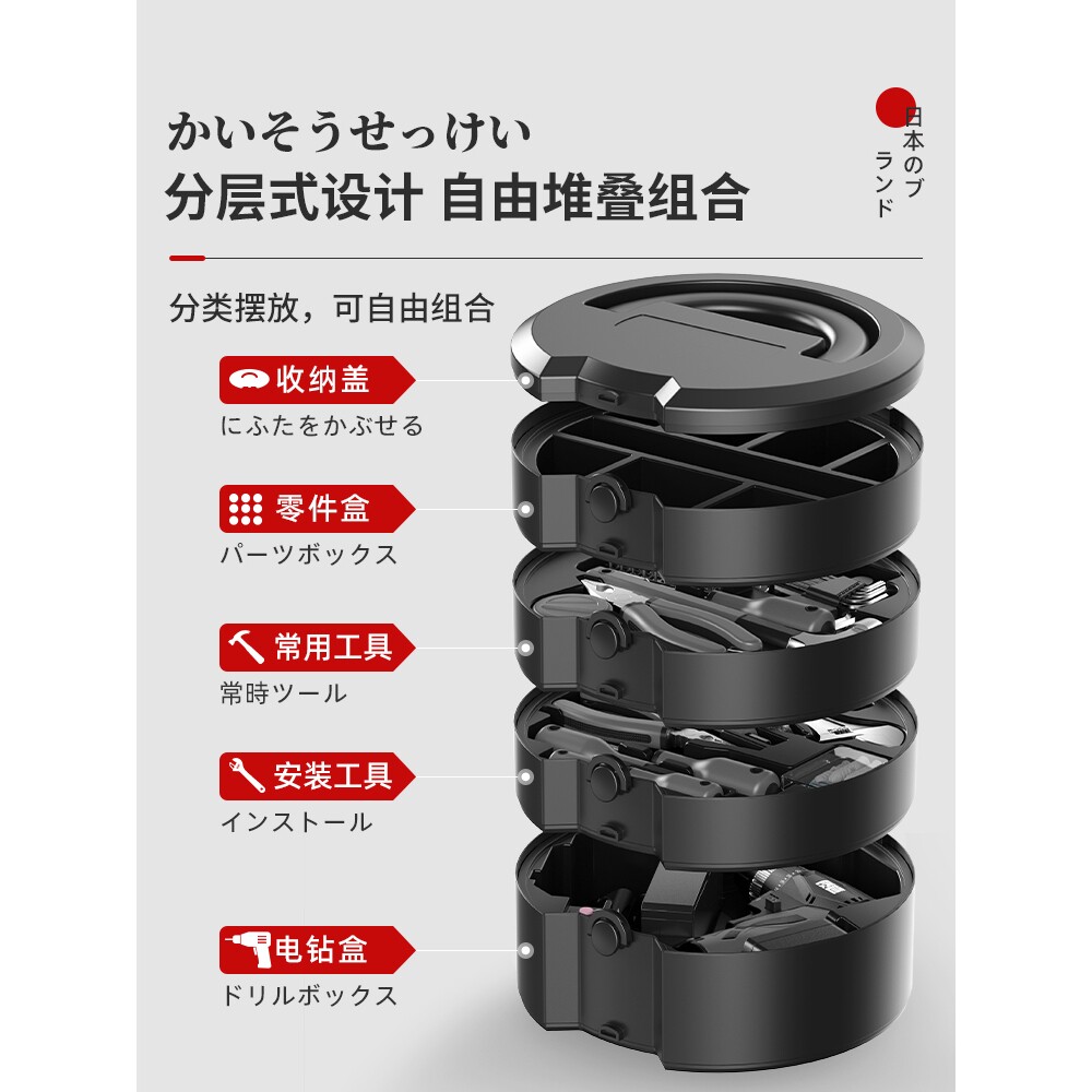 日本进口家用工具箱套装五金工具大全电工维修万能组合工具箱全套