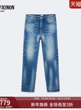 【商场同款】CHEVIGNON法国尚飞扬 25年秋冬新款男士牛仔裤美式