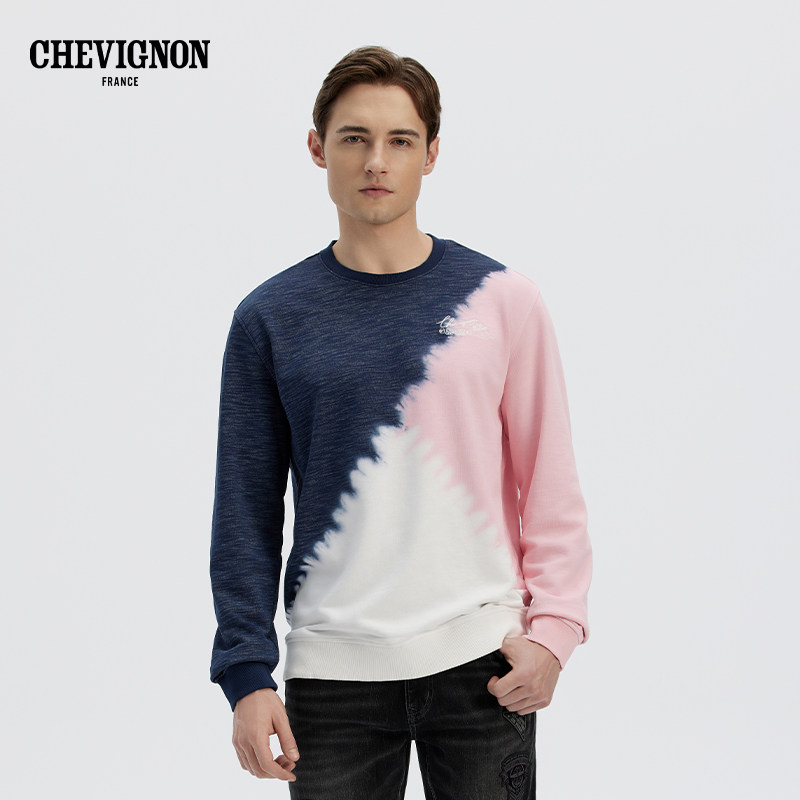 CHEVIGNON法国尚飞扬 24春夏款双色扎染效果设计感套头卫衣男装