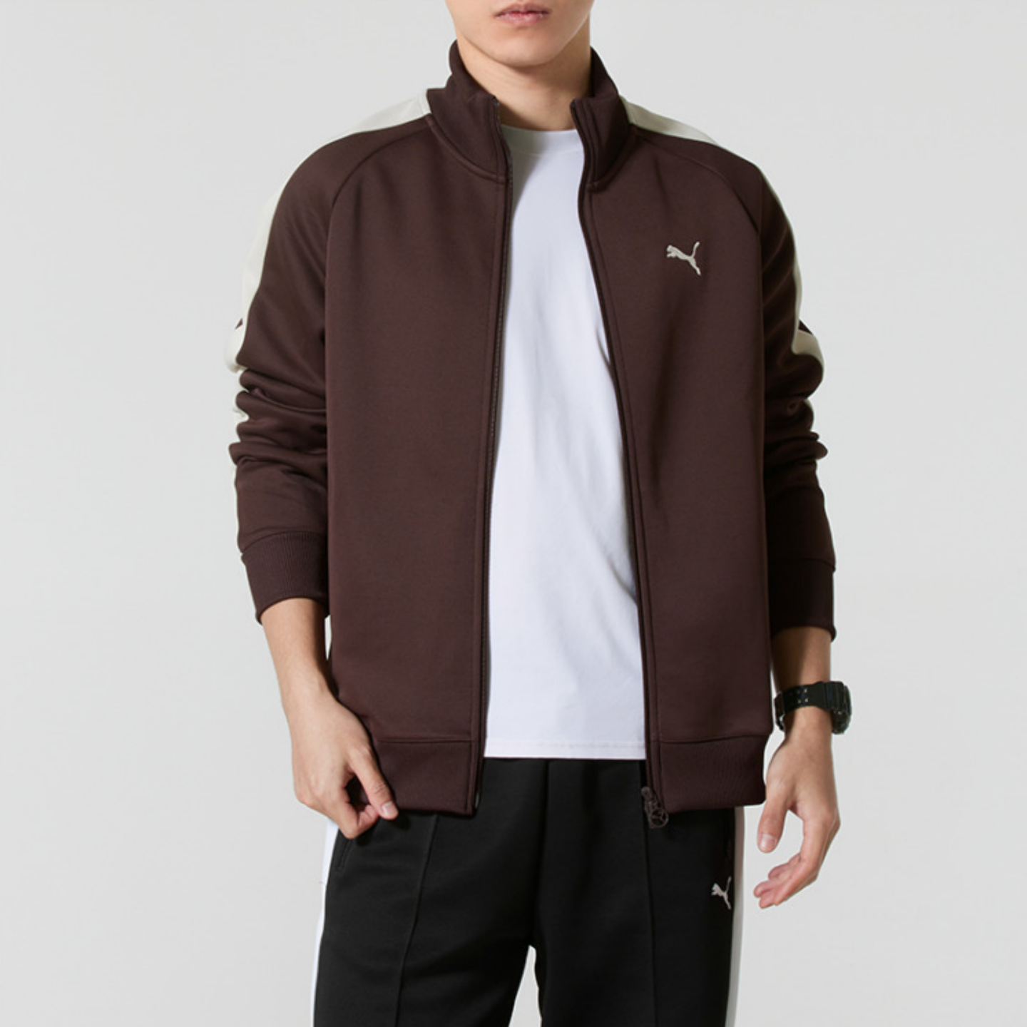 PUMA彪马男外套2025冬经典T7针织立领防风透气户外运动夹克