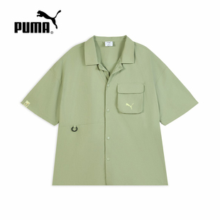 运动上衣633869 PUMA彪马防风拒水宽松口袋短袖 衬衫 POLO衫 男子秋季