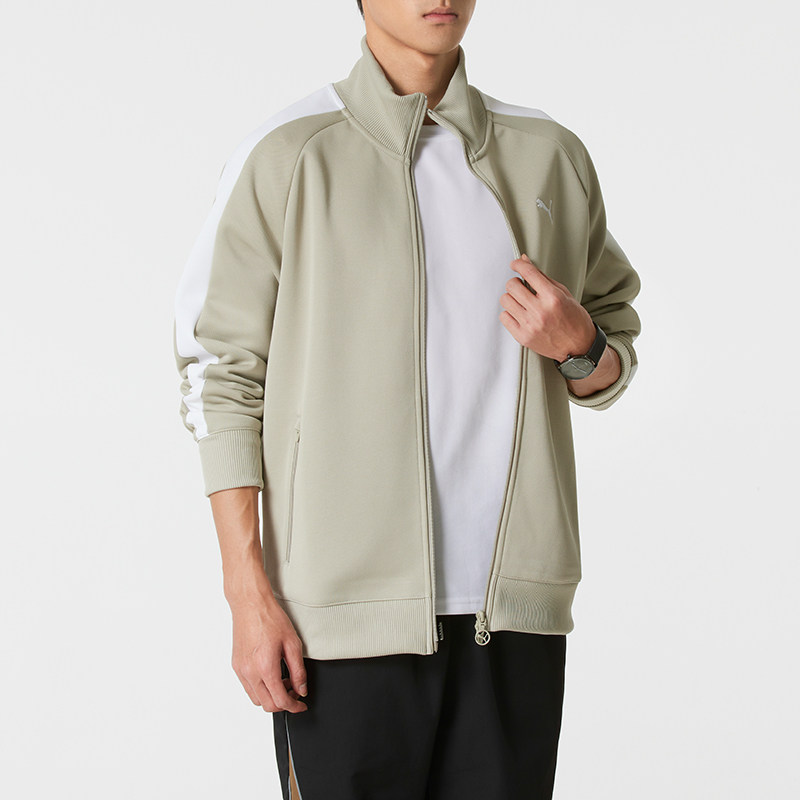 PUMA彪马男外套2025冬经典T7针织立领防风透气户外运动夹克
