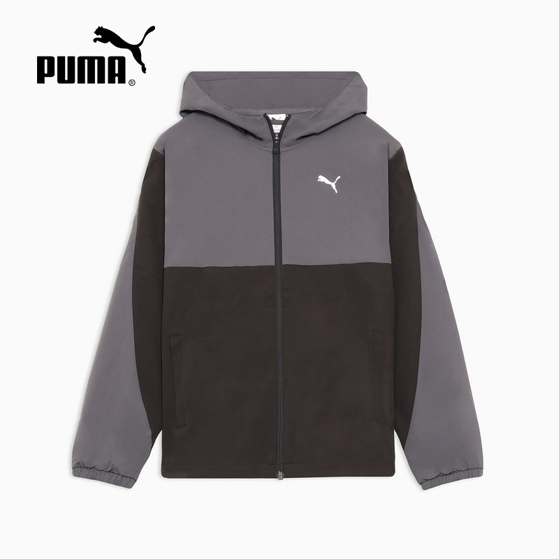 Puma彪马外套男装春夏新款男士梭织开衫连帽运动夹克上衣 528805